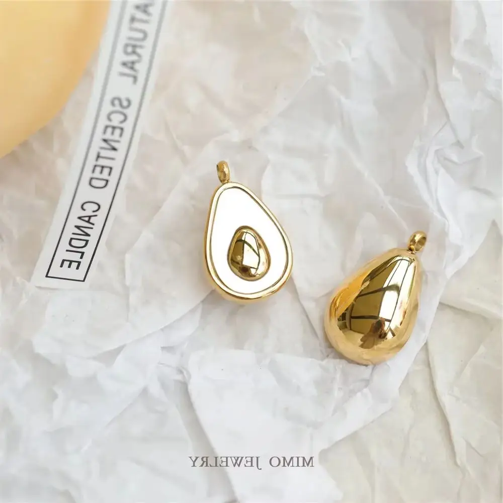 

Titanium steel gold plated white Fritillaria Avocado pendant clavicle chain Summer small fresh DIY accessories