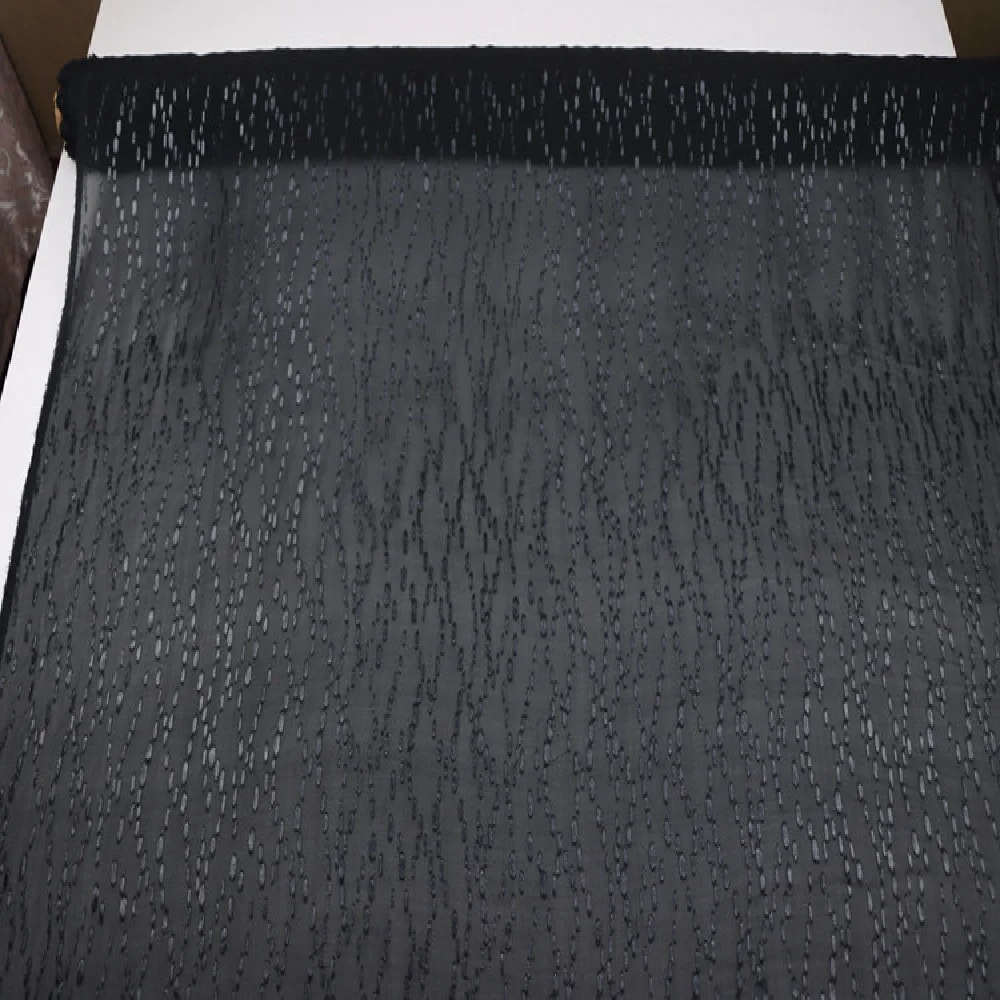 Indian Elegant Royal Shiny Silk Metallic Fabric Black Ready Goods Summer Silver Dots for Lady Sleepwear Cloth