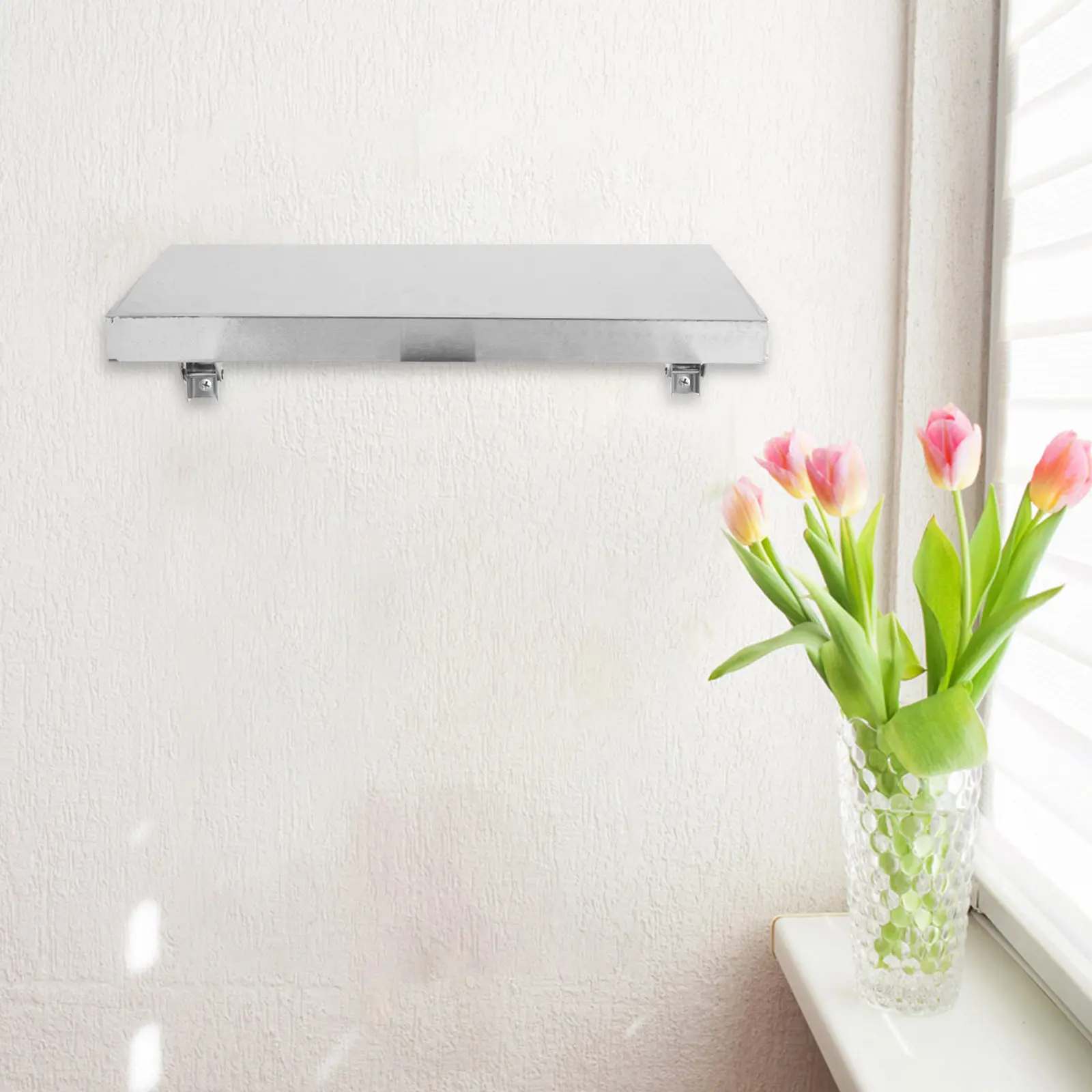 Foldable Stainless Steel Wall Shelf 15.72x11.71 Wall-Mounted Metal Folding Storage Rack Kitchen Bathroom Organization Shelf