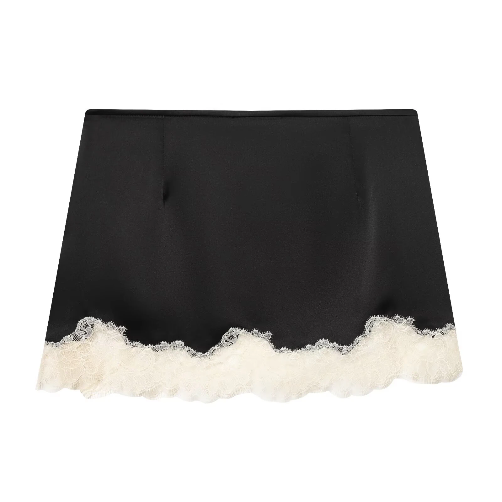 European and American style spring new women's clothing French minimalist style mid waist straight tube short lace hem skirt