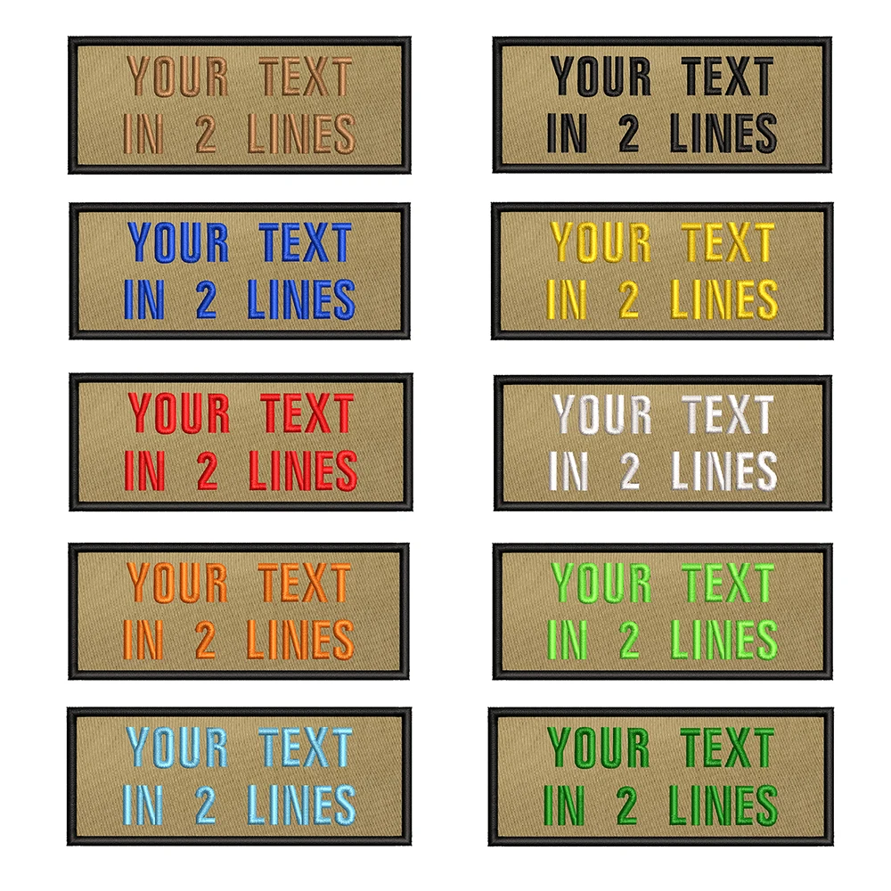 10X4cm Khaki Background Embroidery Custom Name Text Patch Stripes Badge Iron On Or Sew On Or s Patches
