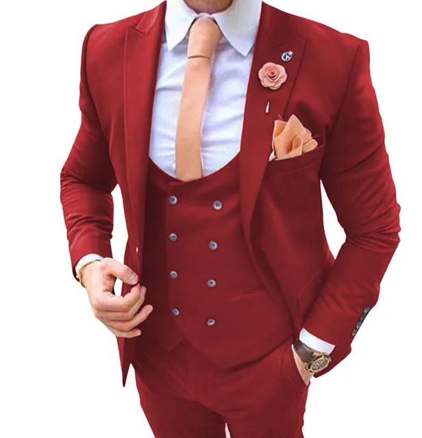 

Business Turquoise Mens Suits Slim Fit 3 Pieces Tuxedos Terno Masculino Groom Wedding Prom Evening Blazer Jacket+Vest+Pants