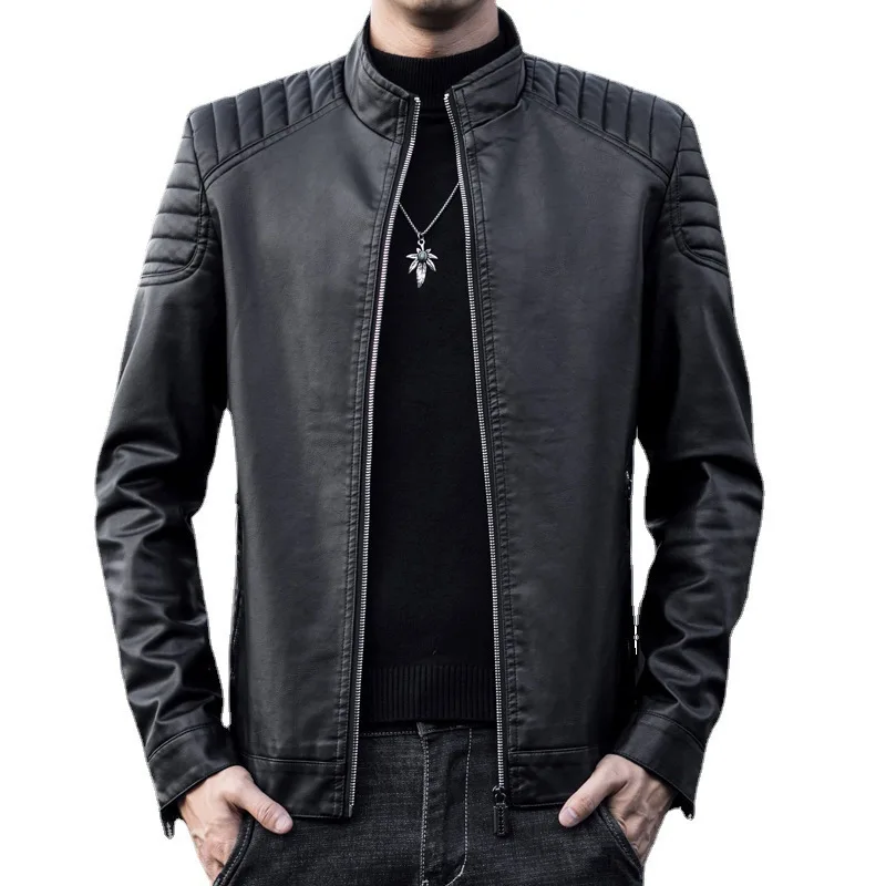 Men Slim 2024 PU Leather Jacket Motorcycle Biker Men's Jackets Spring Autumn Black blue Outdoor Outwear Coats 4XL Plus Size tops