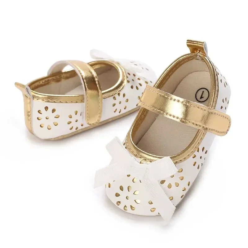 Meckior-zapatos de princesa con lazo para bebé recién nacido, zapatos informales antideslizantes, impermeables, de goma, para primer día, primavera y otoño