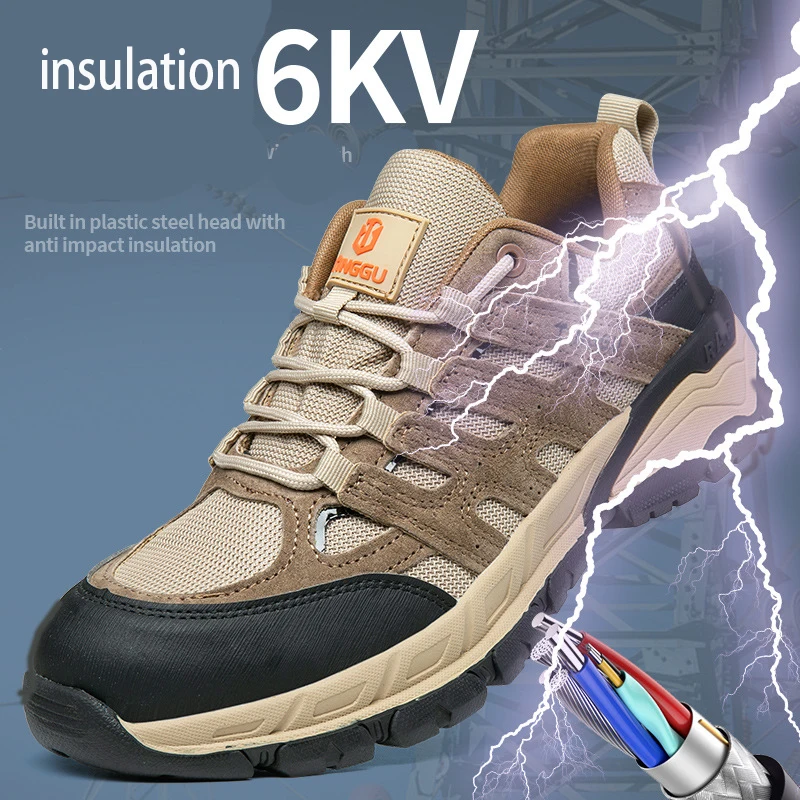 Zapatos de protección para hombre, transpirables, ligeros, aislados, para electricistas, antigolpes, antiperforación, zapatos de trabajo resistentes al desgaste