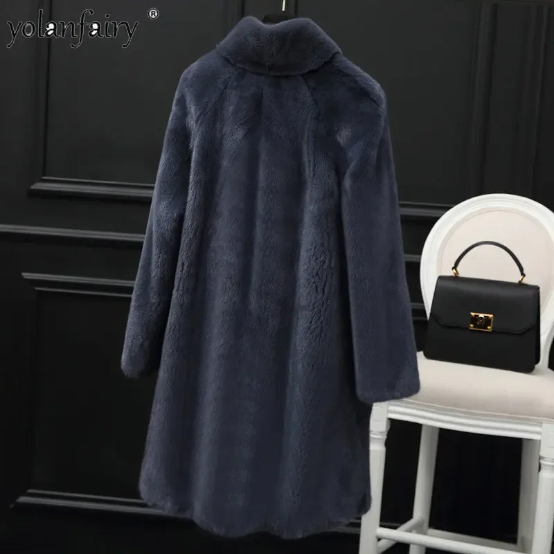 

Real Fur Coat Women Whole Mink Midi Long Fur Jakcet Female Mink Clothes for Woman 2023 New Sale Stand Collar Winer Jackets FCY