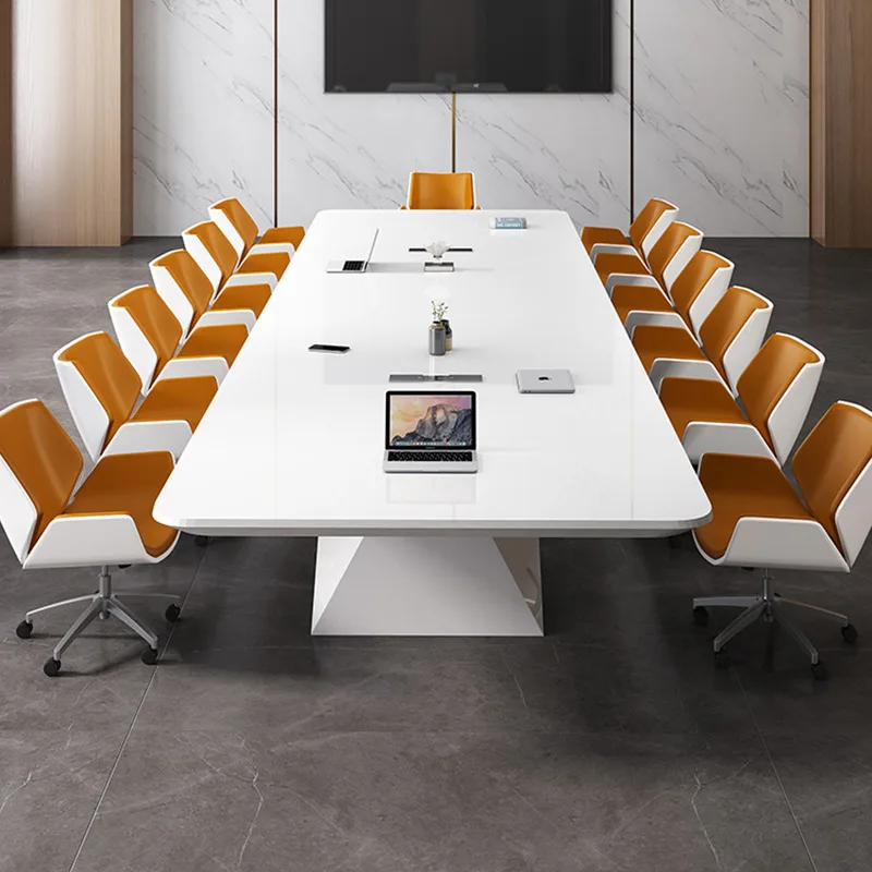 Painted conference table, long table, simple modern white fashion, large negotiation table, conference room