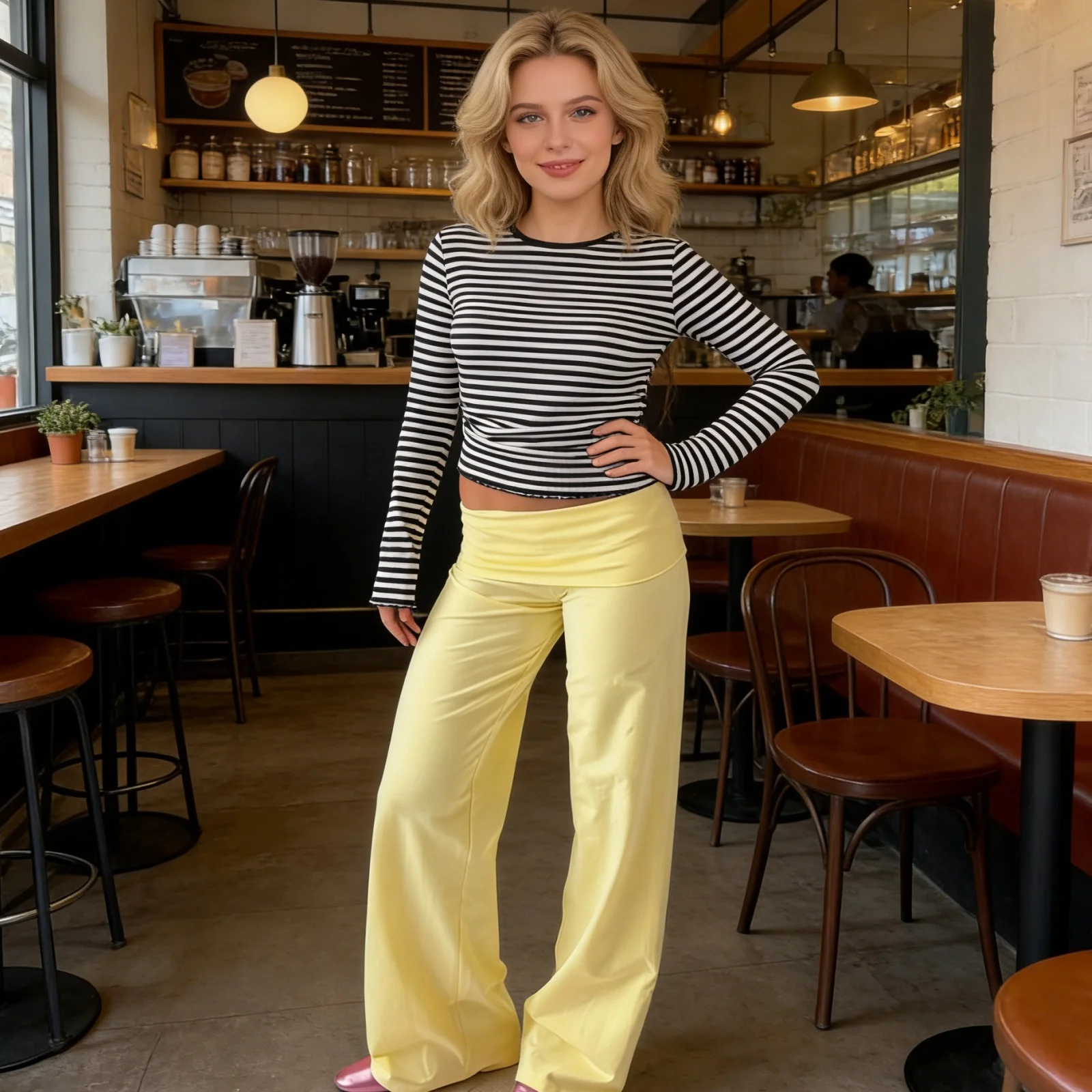 Women Wide Leg Pants Solid Color Fold Over Waist Casual Trousers Spring Fall Loose Sweatpants Bottoms