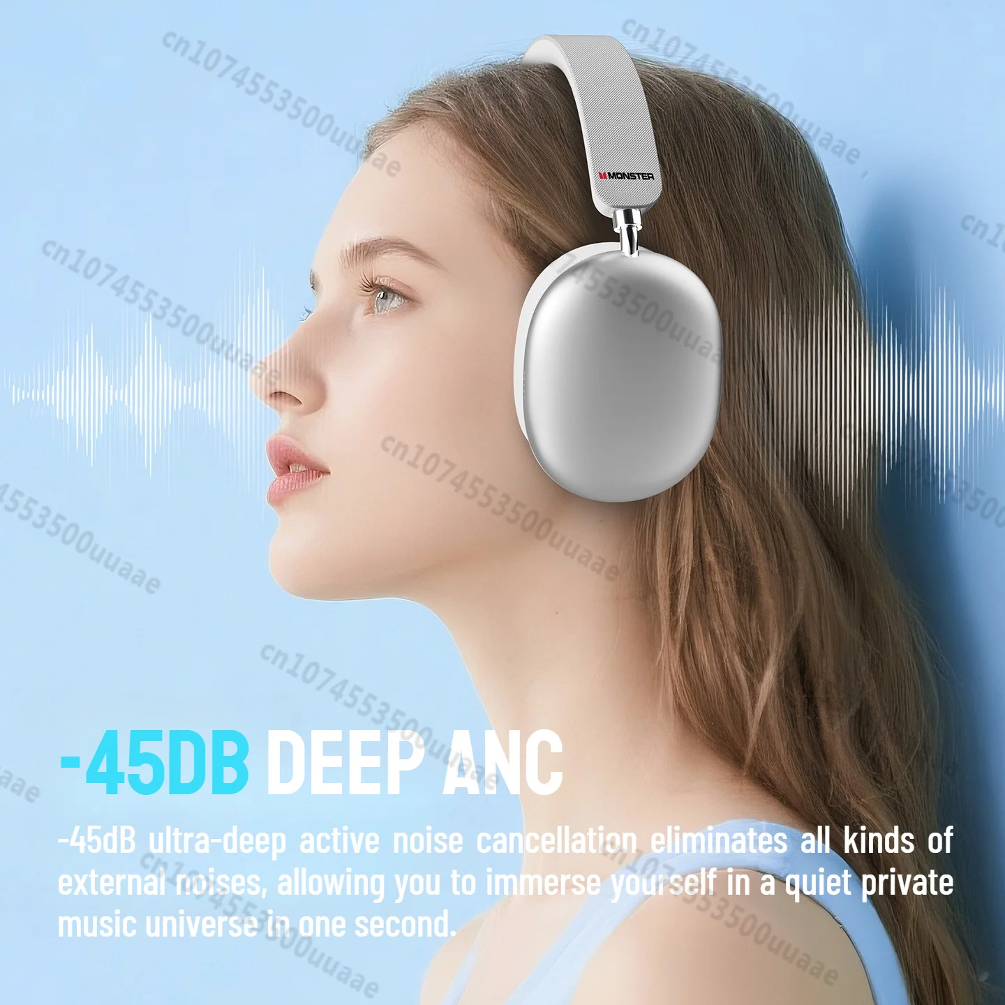 Monster AH100 ANC Over-Ear Headphone Bluetooth 6.0 -45dB Active