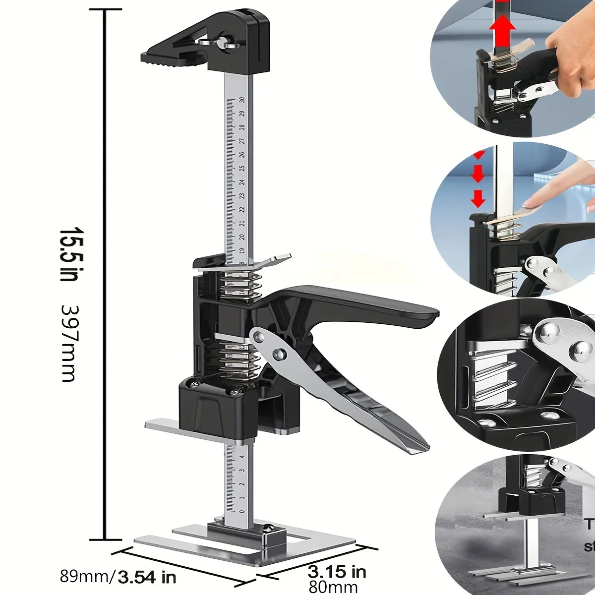 

Cabinet Lifter Arm Tool, Labor Saving Height Adjustable Jack for Door Installation, Anti-Slip Hand Lifting Tool