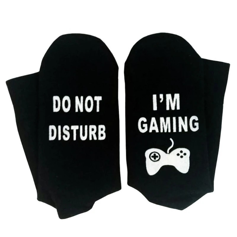 Men Women Novelty Funny Saying Words Cotton Socks Do Not Disturb Gaming Letters Printed Jacquard Tube Hosiery