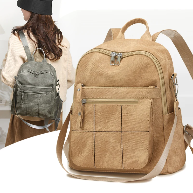 

New Women's Vintage PU Leather Backpack, Large Capacity Hobo Shoulder Bag with Pockets, Casual Tote for School, Office & Outdoor