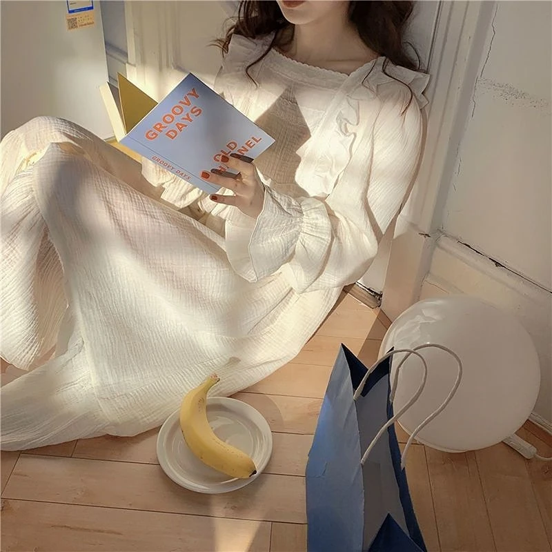 Nightgowns Women Sweet Preppy Style Lace Fashion Cozy Hot Sale Harajuku Sleepwear Mid-calf Korean Simple Light Soft Casual New