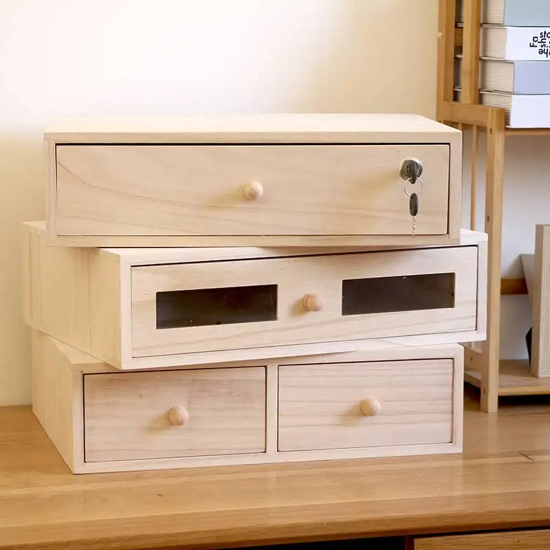 

Loable Wooden Desktop Storage Box Cabinet Large Capaci Rectangular Single Layer Ca Box Household Organizer