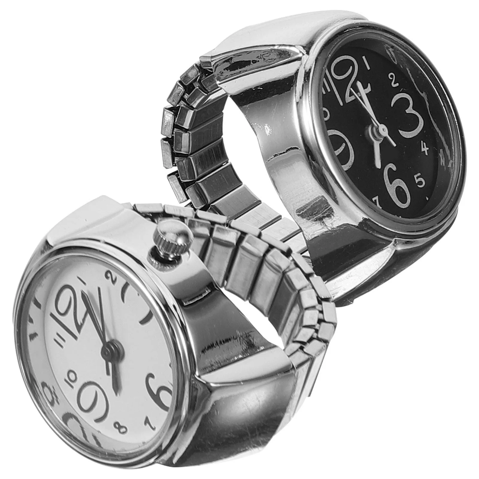 2 قطعة ساعات خاتم الزوجين تصميم فريد من نوعه ساعات الاصبع موضة ساعة رقمية صغيرة خاتم للرجال والنساء خواتم الساعات