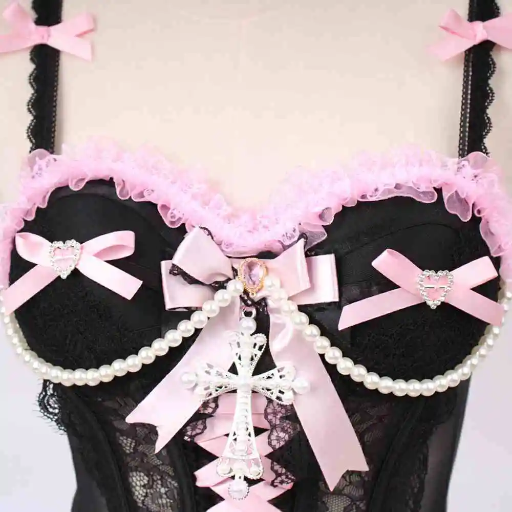 

Harajuku DIY Cross Grunge Y2K Halter Camisole TOPS Bow E-Girls Punk Rock Emo Gothic Glitch Core Goth Fashion Revival