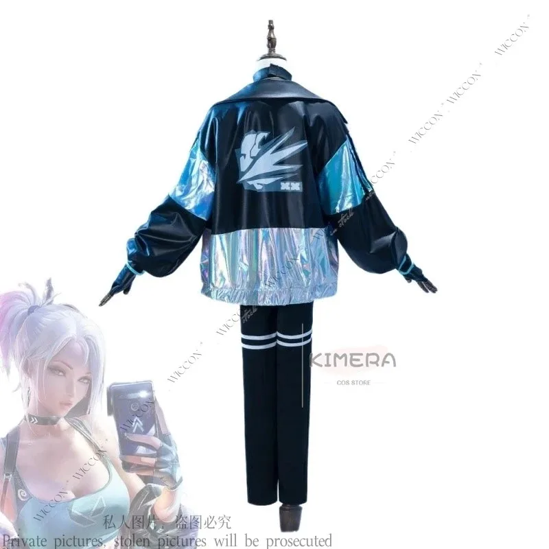 Kostum Cosplay VALORANT Jett Cos Girl Game, Wig Putih, Seragam, Perlengkapan Pesta Halloween untuk Wanita, Rompi Hitam