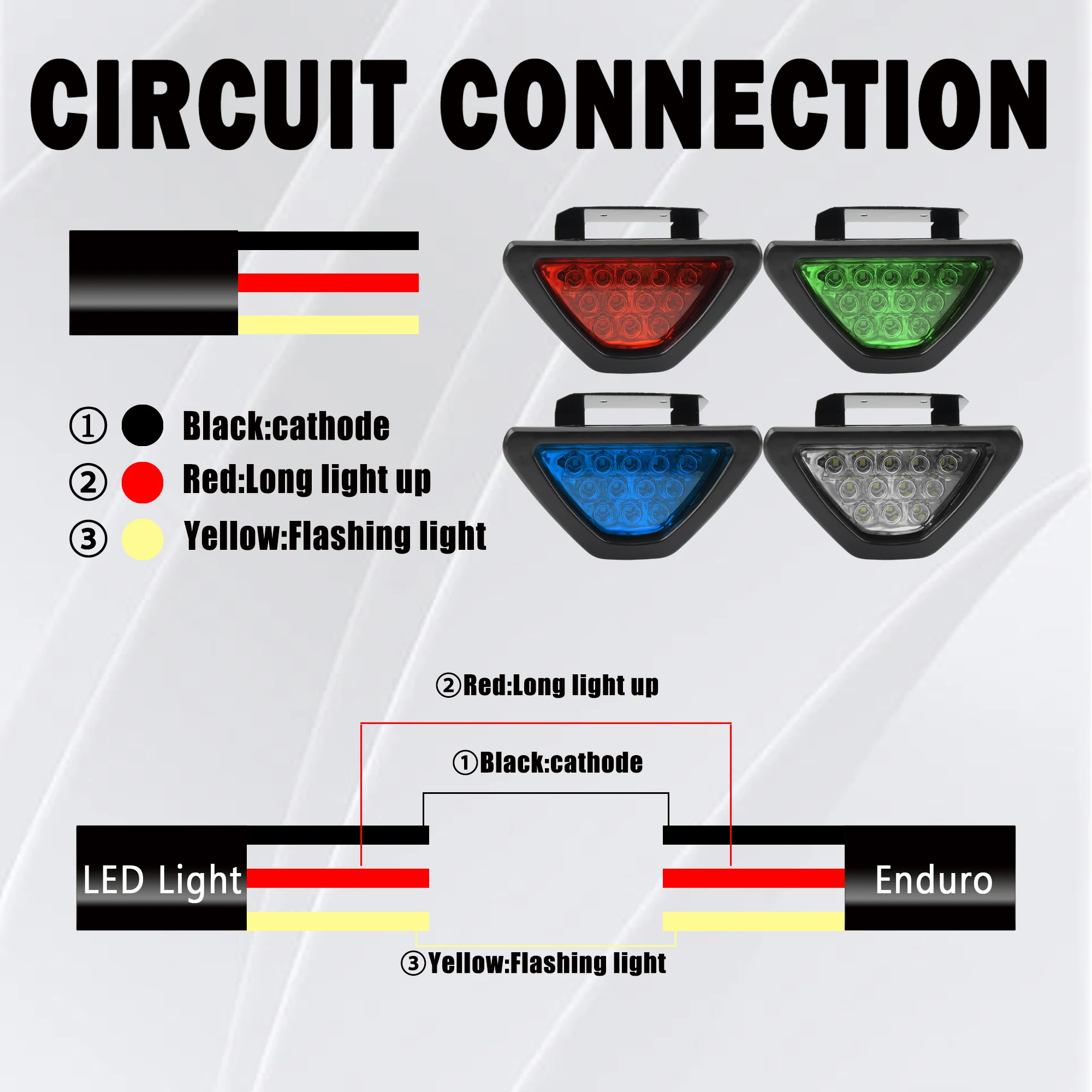 Motorcycle Universal Rear Tail Light Triangle Brake Stop Light Warning Flash Scooters Motorbike Dirt Bike ATV Motocross