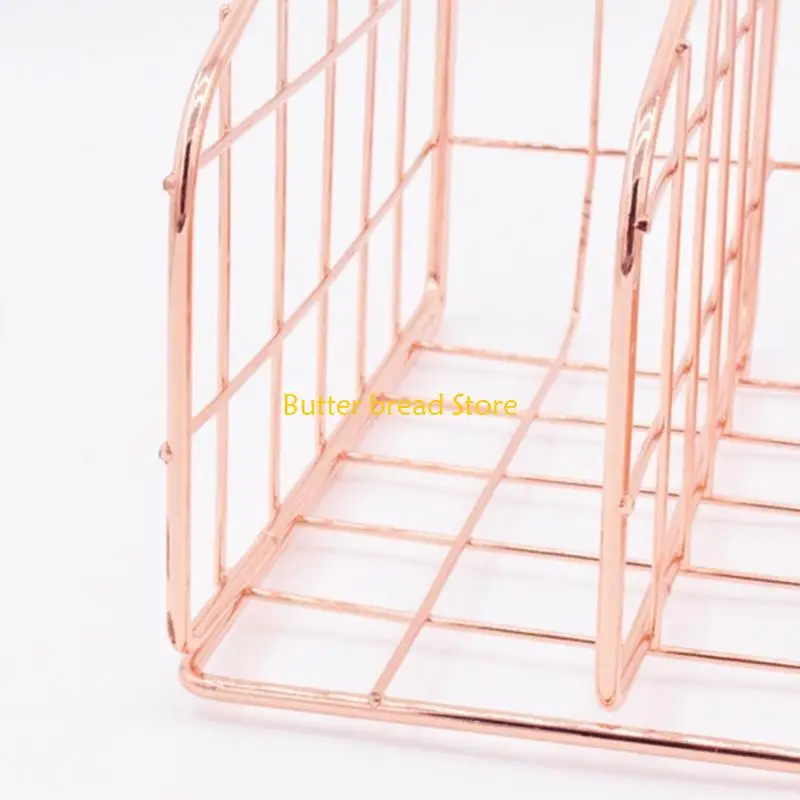 W89C Exquisite Hollow-out Metal File Holder Letter Size File Folder Rack