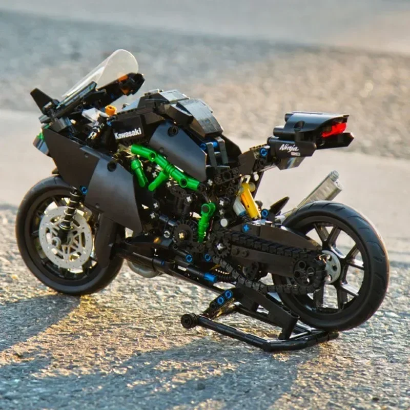 MOC جديد التقنية H2RMotorcycle اللبنات سرعة دراجة نارية سباق السيارات نموذج سيارة لعبة الطوب للأطفال الصبي الهدايا #2