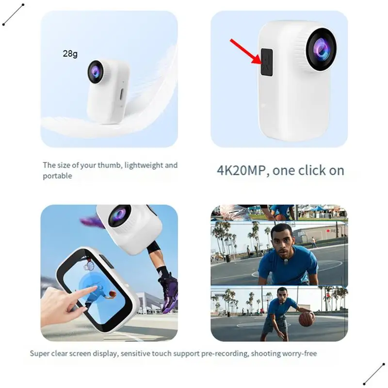 كاميرا الحركة الإبهام المضادة للاهتزاز 4K WIFI كاميرا الجيب اللاسلكية التحكم عن بعد في الهواء الطلق ركوب الدراجات Bodycam كاميرا رياضية #2