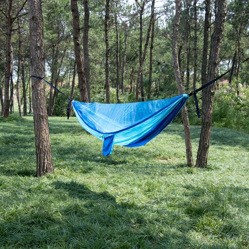 

1-2 Person Portable Outdoor Camping Hammock with Mosquito Net High Strength Parachute Fabric Hanging Bed Hunting Sleeping Swing