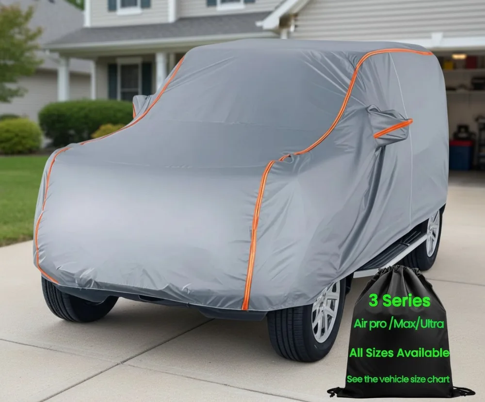 

Водонепроницаемый всепогодный автомобильный чехол для внедорожника с застежкой-молнией, универсальный, подходит для транспортных средств от 182 до 191 дюймов, защита от ультрафиолета и дождя