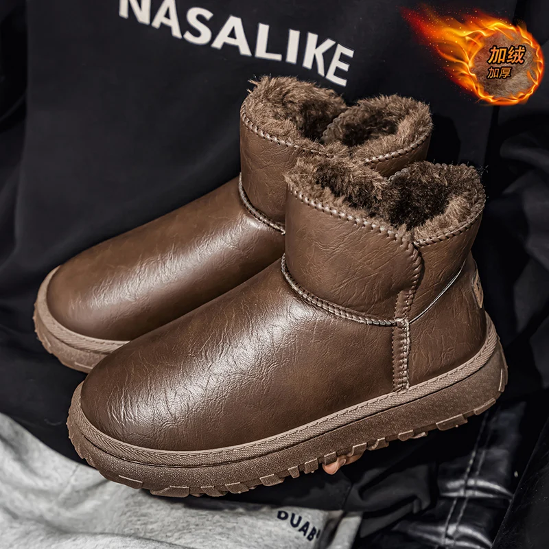 أحذية ثلج معزولة لعام 2025 للرجال، مبطنة بالفرو الصناعي ومضادة للانزلاق، مثالية لعيد المحاربين القدامى والتزلج أو التزلج على الجليد