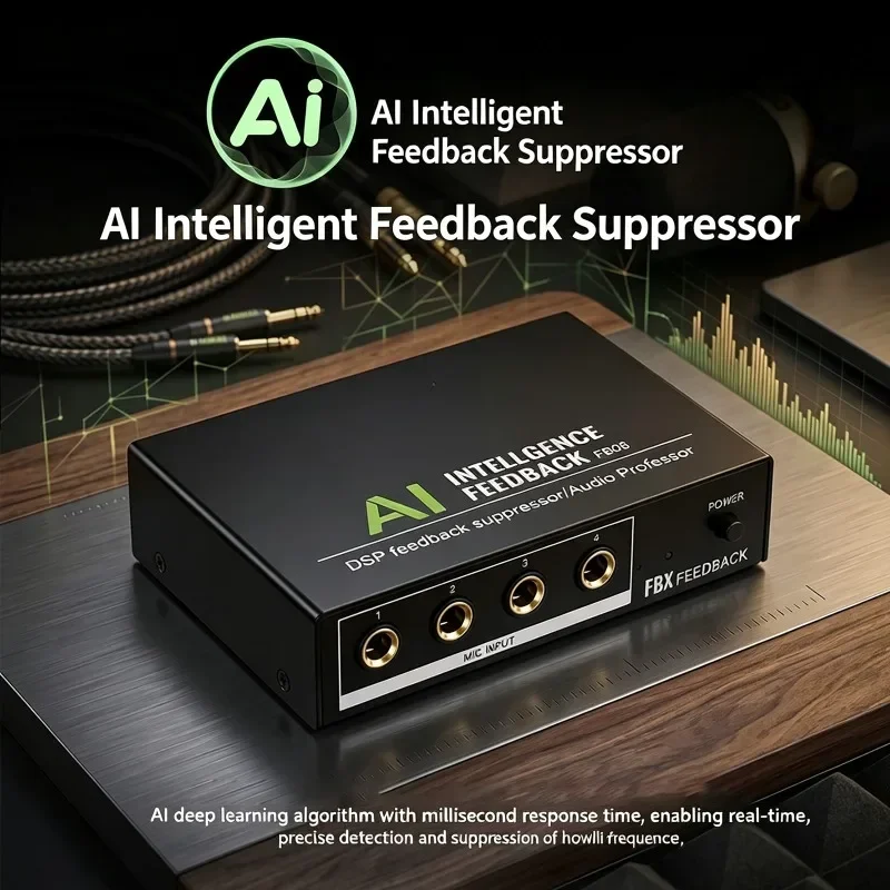 Portable AI Smart Microphone Feedback Suppressor Microphone Anti-howling Frequency Shifter DSP Smart Anti-Feedback Device