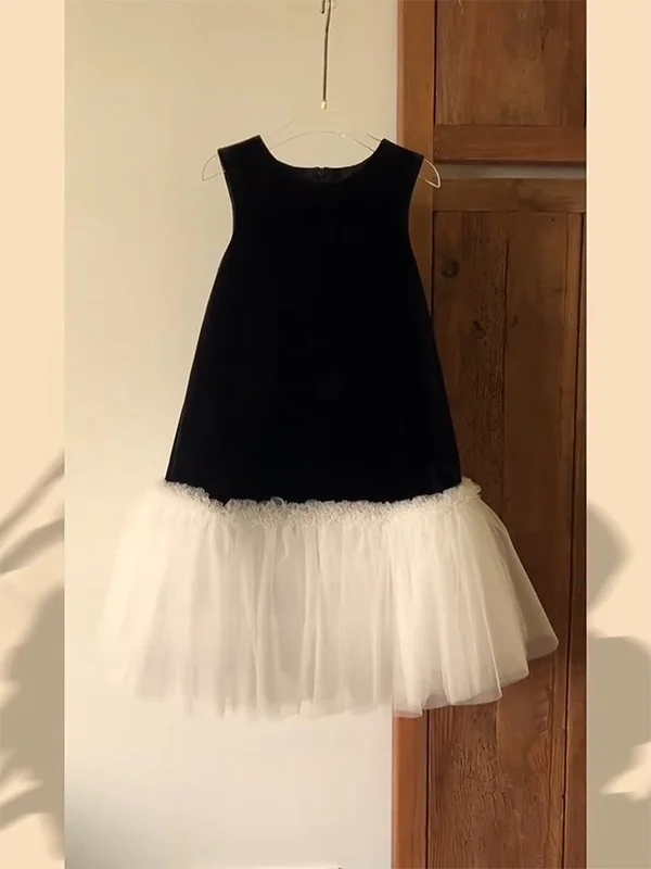 spring-velvet-vest-dr-princ-birthday-gift-long-dr-children's-clothing-poly-fiber-princ-skirt-round-ne