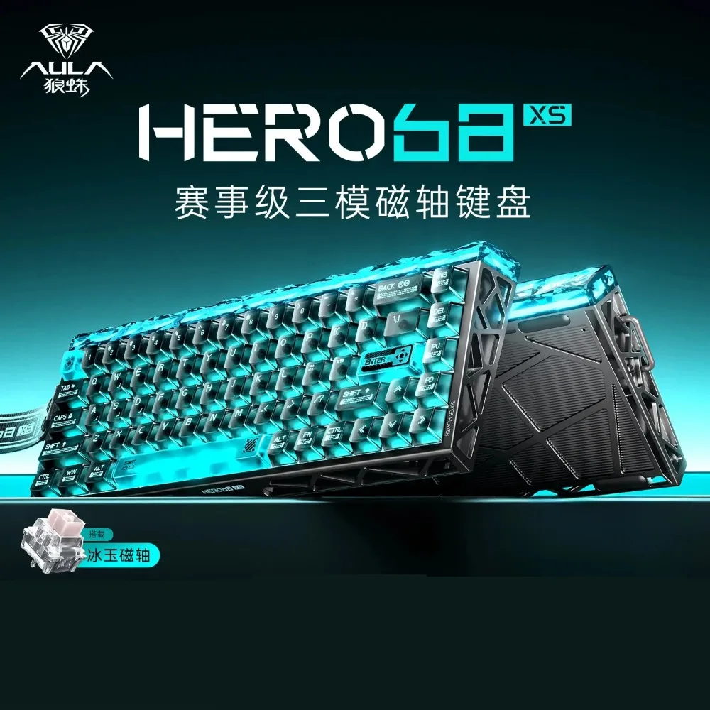 AULA Hero68 XS Hall Effect Magnetic Keyboard Tri-Mode Dual 8K Rapid Trigger RT0.005mm RGB Hot Swappable 65% Gaming Accessories