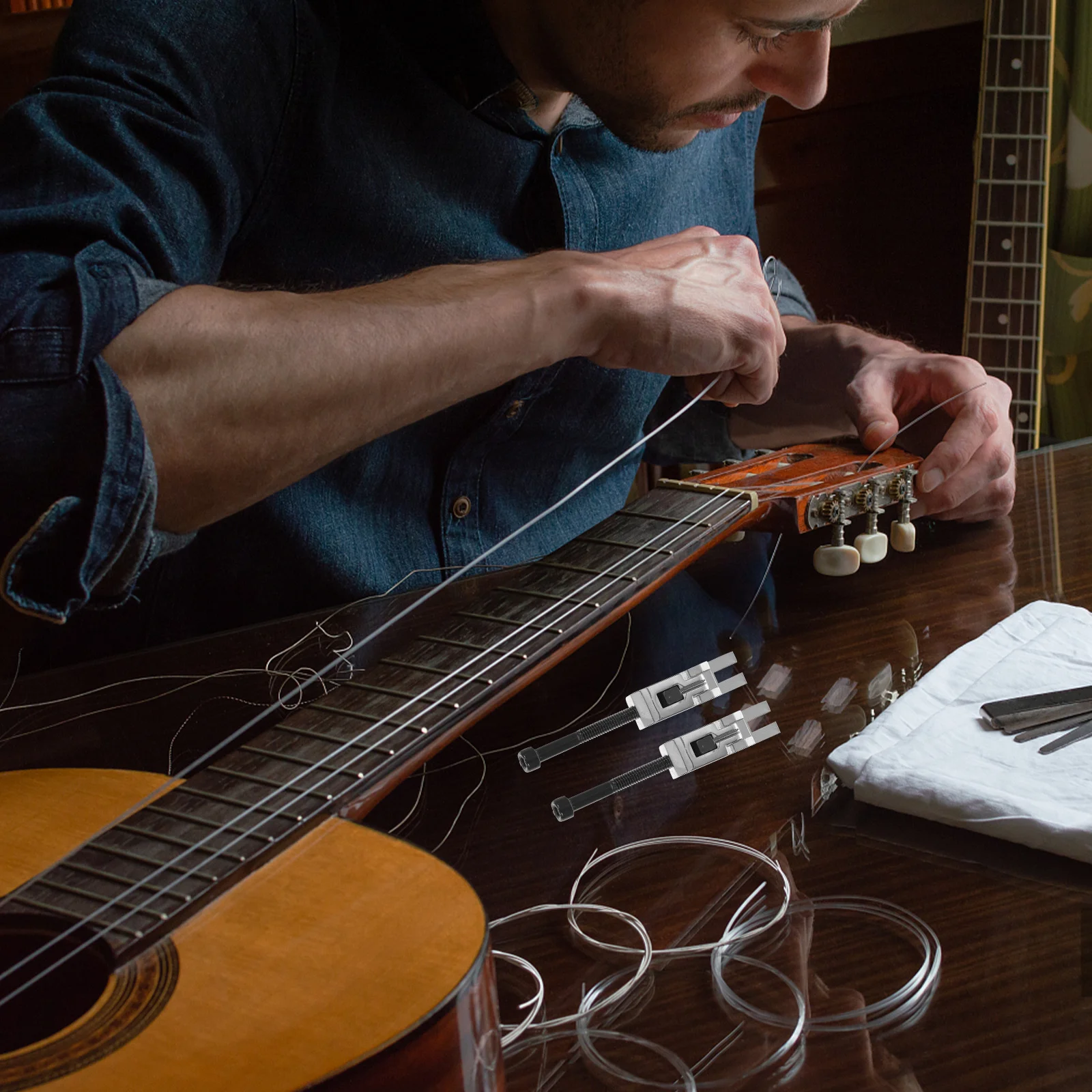 6 szt. Siodełek Tremolo do Gitary z Podwójnym Systemem Blokowania, Metalowe Części Zamienne, Wytrzymałe, Skuteczne Przeciw Zrywalaniu się Strun