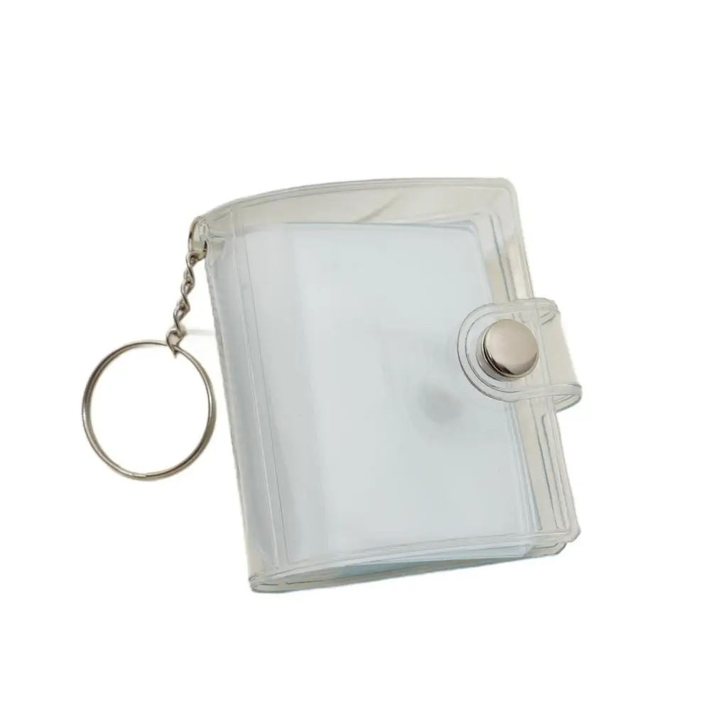 Neue 1-zoll Halter Taschen Foto Transparent DIY Mini Fotoalbum Schlüsselbund Tragbare Zertifikat Foto Lagerung Tragbare Schlüssel Ring