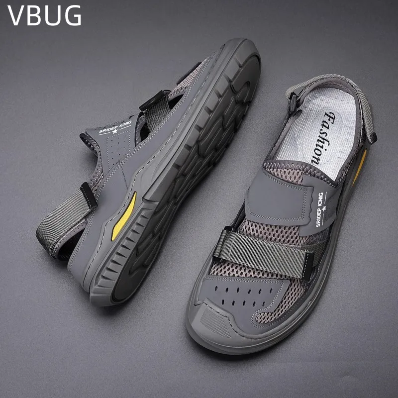 Men's Flying Weaving Hollow Out Outdoor Casual Baotou Sandals Breathable Sports Leisure Outdoor Shoes Non-slip Massage Beach