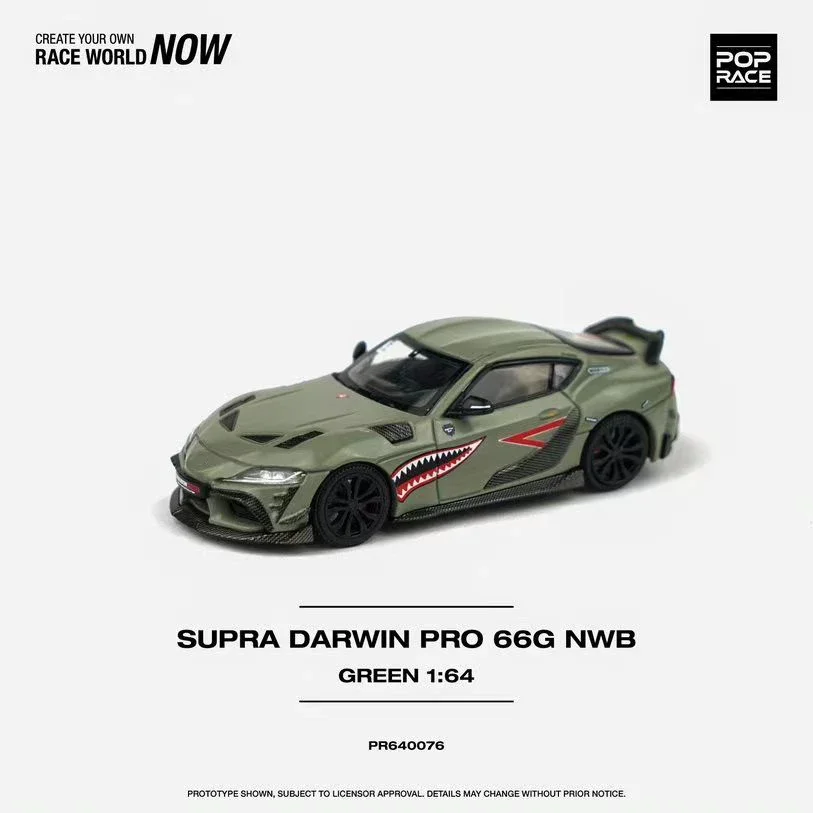 

** Предварительная продажа ** Pop Race 1:64 GR Supra A90 Mk5 Darwin PRO China 66G NWB, модель автомобиля с литым под давлением зеленой акулы