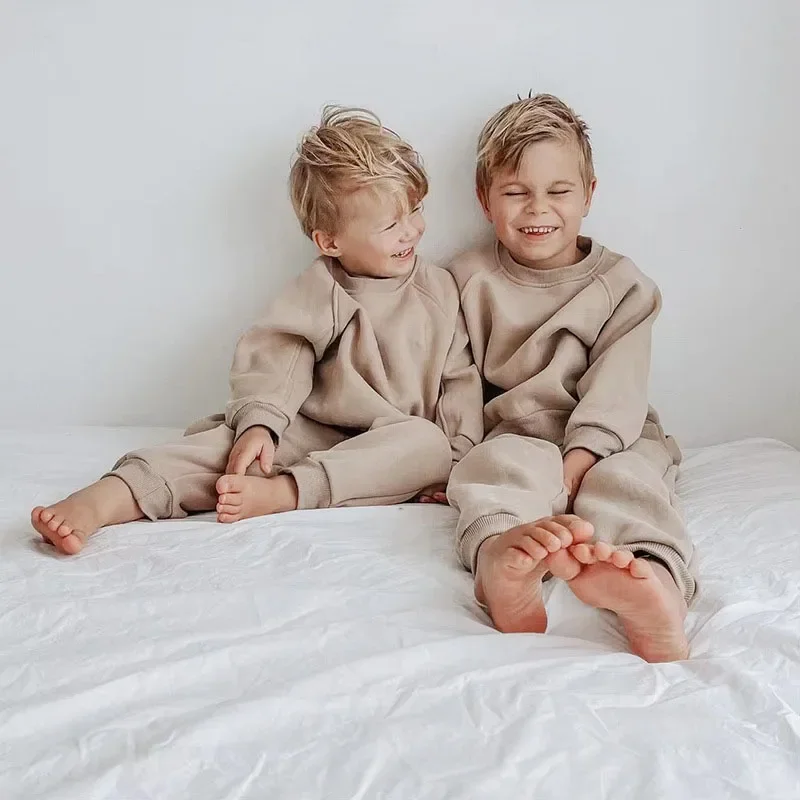 MILANCEL New Spring Boys Clothing Kids Girl Loose Leisure Sports Suit Children Hoodie+Sweatpants 2PCS