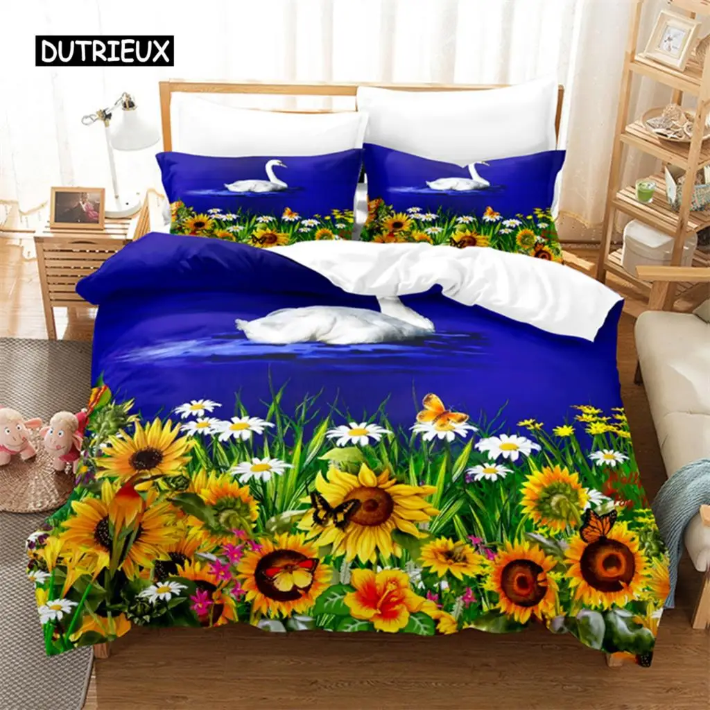 

Swan Rose Queen Bedding Set Duvet Cover Set Bedding Digital Printing Bed Linen King Size Duvet Cover Set Bedding Sets