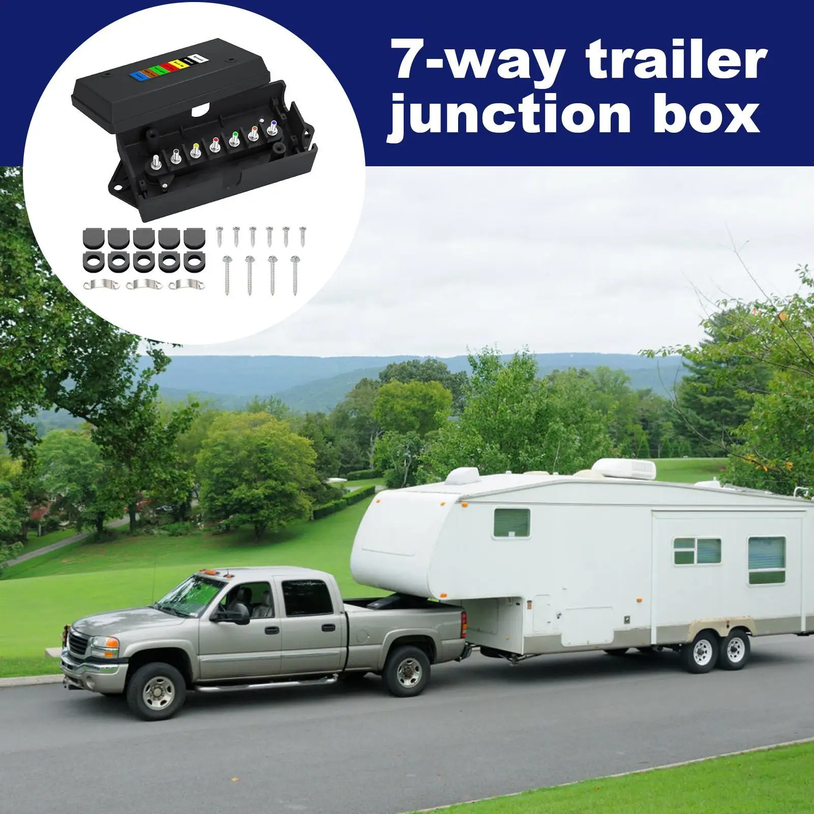 

Trailer Wiring Box Waterproof 7 Way Electric Wire Junction Box Quick Identification Cable Block For Boat Rewiring Marine RV