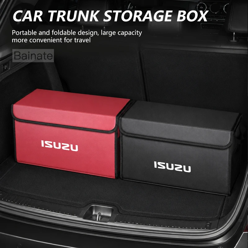 Car Trunk Leather Storage Box Auto Interior Organizer, For ISUZU D-MAX I II III ASCENDER ELF Van KB Pickup 2013-2025 Accessories