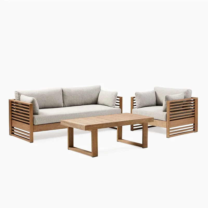 Modern  Outdoor Furniture Dining Furniture Set Includes Armchairs Double Sofa Coffee Rattan Teak Wood Durable Hotels Halls