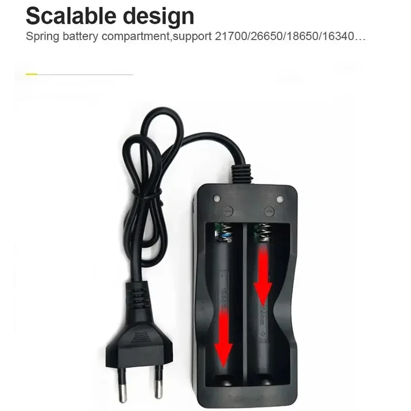 EU Plugs AC100-240V Individual 2 Slot Lithium Ion Battery Charger for 18560 Ni-MH/Ni-Cd Rechargeable Batteries with LED Light