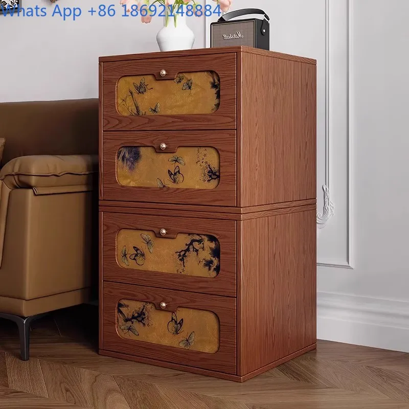 Vintage Carmen Cabinet Bedroom Nightstand Solid Wood Chest Yunsha Floor Cabinet Modular Living Room Side Storage Unit