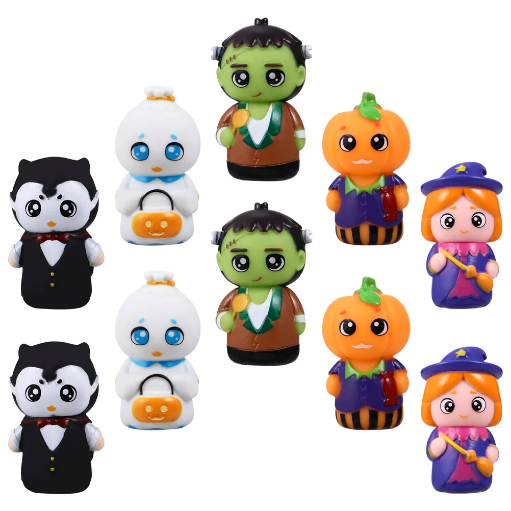 10-delige Halloween-vingerpoppetjes Cartoon speelgoed Familie voor peuters Kinderen Mini Hand Pvc Kind Volwassenen