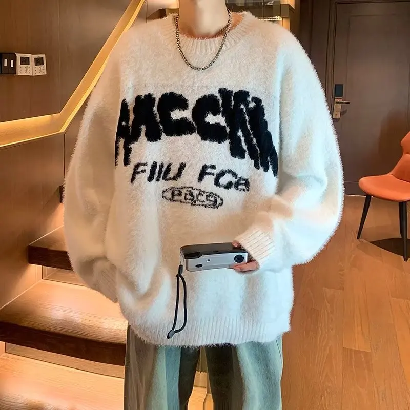 

Очень большой высококачественный свитер из норки Fufu на 250 камешках, женский свободный вязаный свитер средней длины, полиэфирное волокно CleanFit