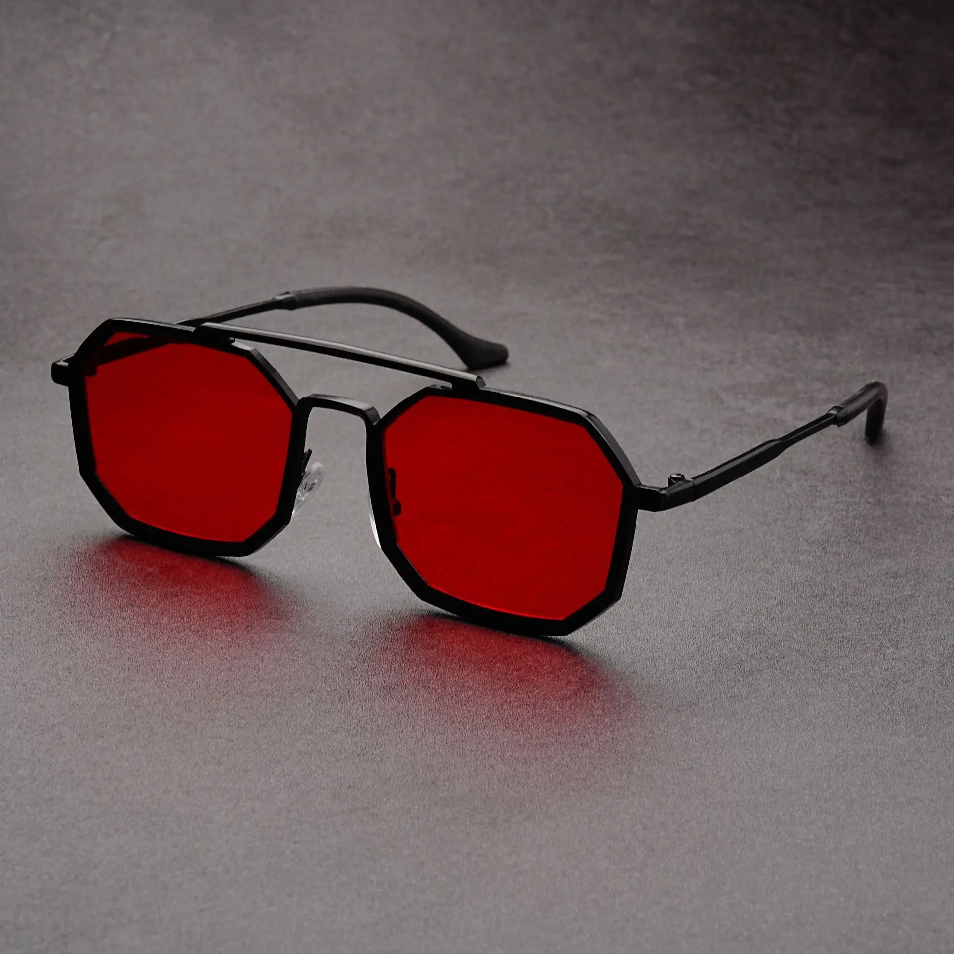 New Double Beam Metal Eyeglasses Large Frame Polygon Sunglasses Fashion Men Glasses Women Eyewear UV400 Gafas De Sol