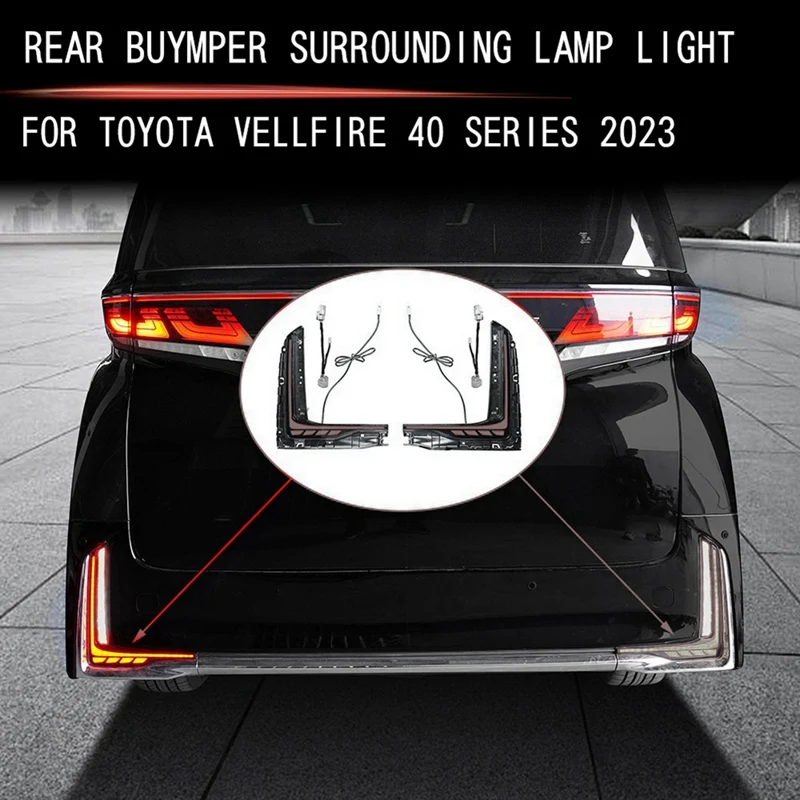 LED Rear Bumper Reflector Dynamic Brake Light Tail Lamp Car Turn Signal Light For Toyota VELLFIRE 40 Series 2023+