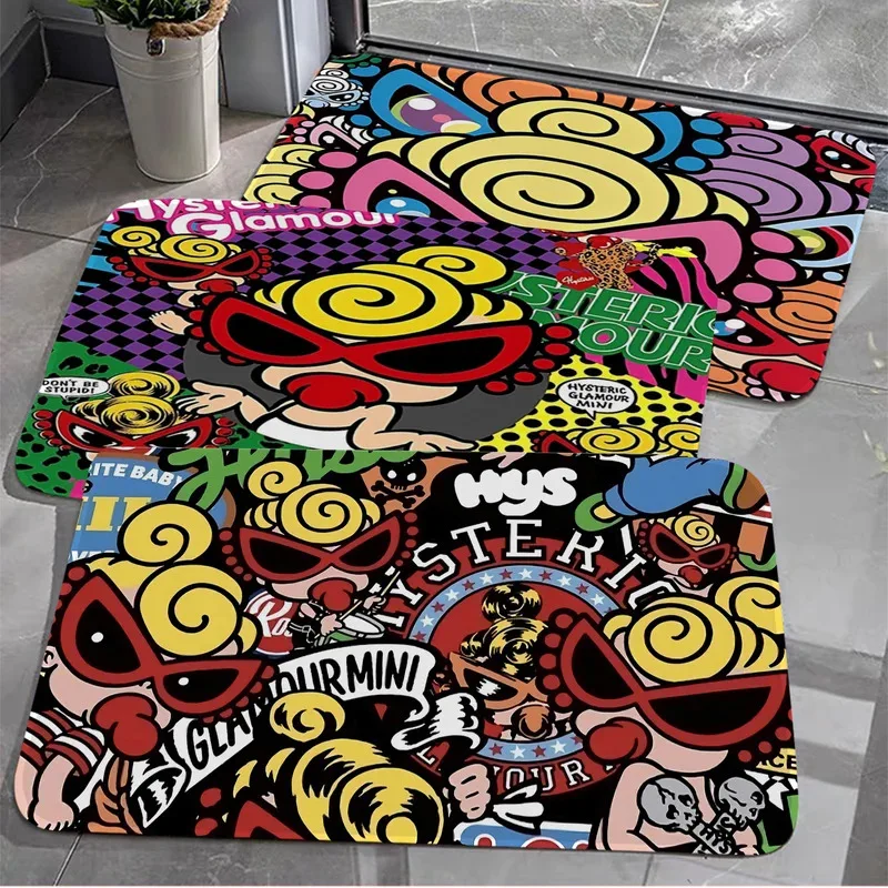 Tapete Mini Hysteric de Moda Japonesa VIKAMA, Tapete de Banho Antiderrapante, Decoração para Quarto Infantil e Quarto de Casal, Tapete de Boas-Vindas para Sala de Estar