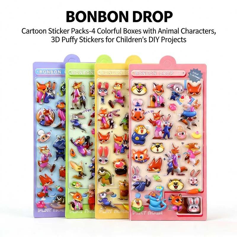 

1/4pcs Zootopia 3D Puffy Relief Stickers Cute Judy Nick Cartoon Bubble Decals for Laptop Phone Luggage Diary Kids Toy