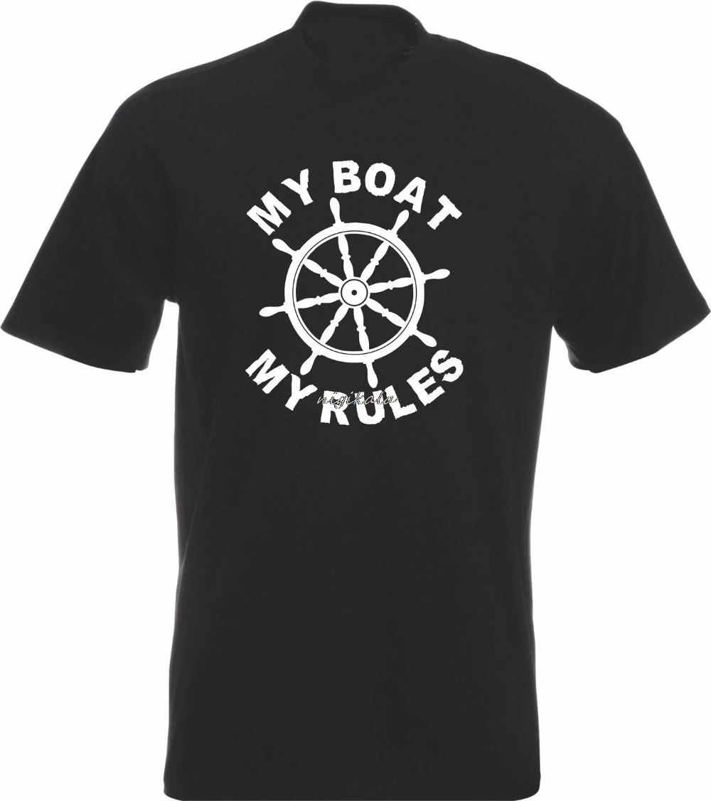 Summer Fashion 100% Cotton Short Sleeve T-shirt For Men My Boat My Rules Funny Skipper Boating Yacht Gift Oversize Tee Shirts