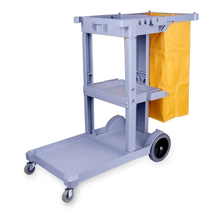 

2026 Janitorial Supplies Folding Cleaning Cart Multifunction Janitor Used Housekeeping Carts Plastic Hotel Service Cleaning Trol